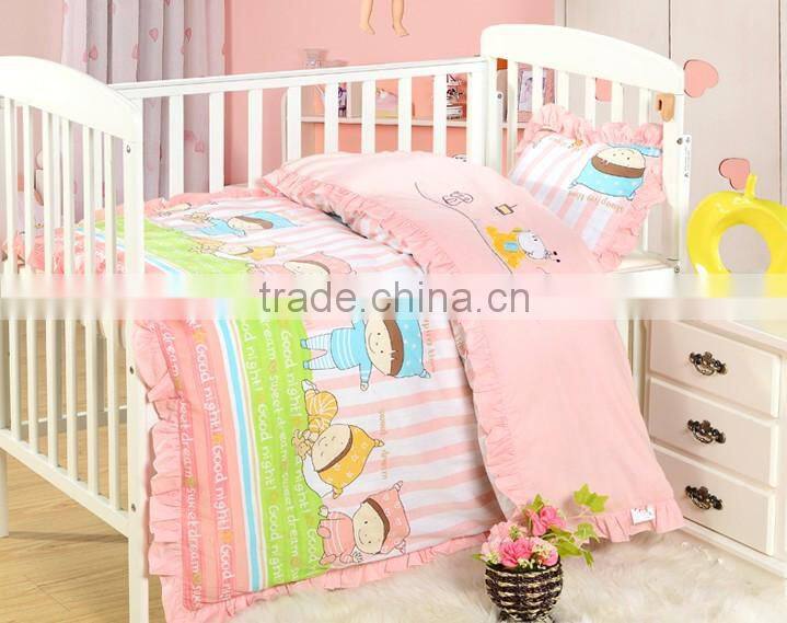 Eco-friendly cotton material comfortable lovely printed cheap kids bed set