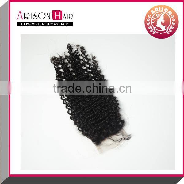 2014 Qingdao 1B color brazilian curly silk base closure