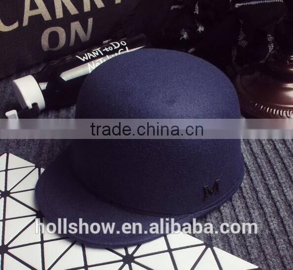 Outdoor Riding Hunting Vintage London Letter M Applique Women Wool Felt Equestrian Cap