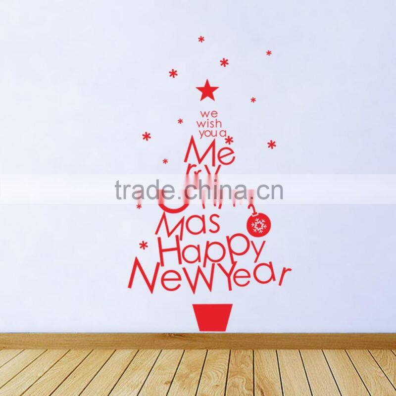 Removable Red Christmas tree Wall Sticker Art Vinyl Mural DIY Quote Room Decor