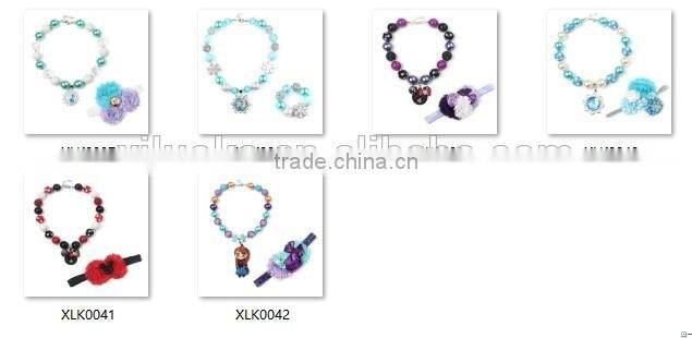 Cartoon horse pendant kids chunky bubblegum fashion necklace