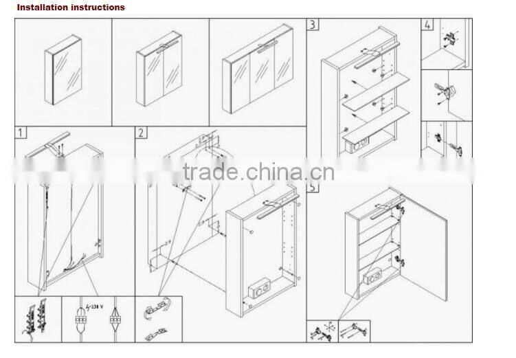 wall mounted Aluminum bathroom mirror cabinet