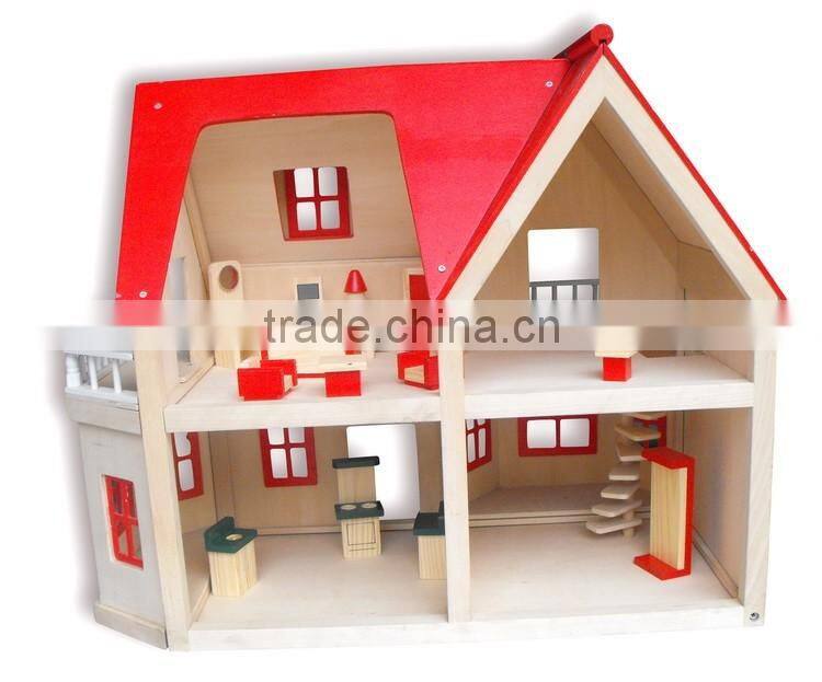 2016 New Design Wooden Toy House for Kids Child Educational Wooden Assembling Set Baby DIY Doll House