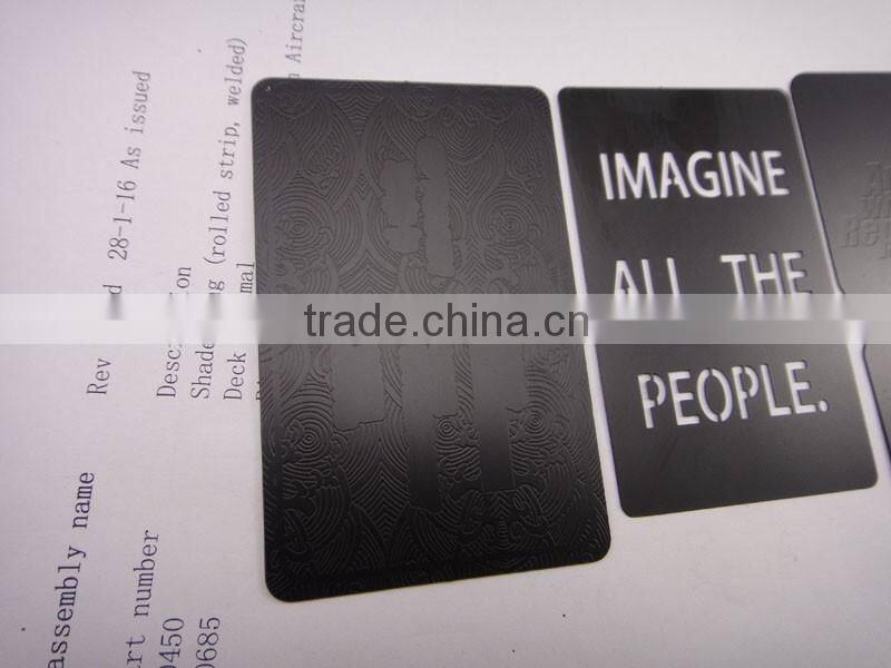 High quality stainless steel black laser carve metal name cards