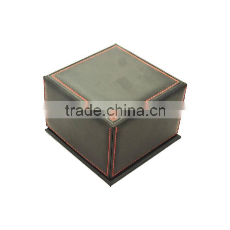 Seamed tube leather watch box with pillow