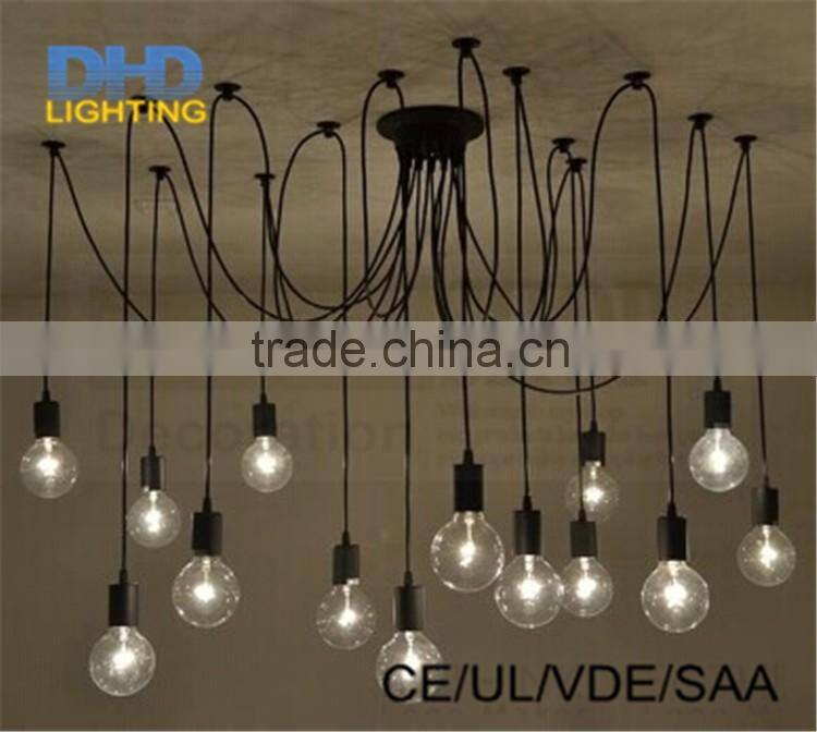 The 6-8-10-12-14 heads Spider chandelier insustrial iron pendant lamp edison vintage up and down lighting fixture