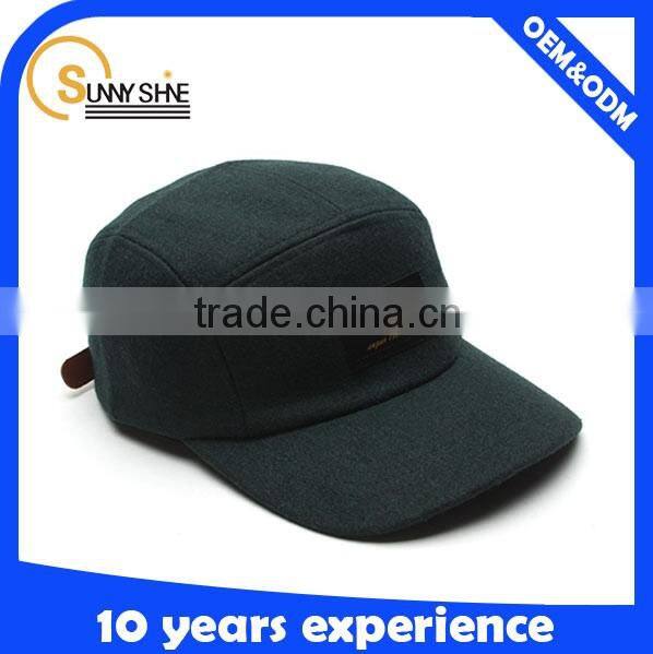 high quality wool plain 5 panel cap and hat man