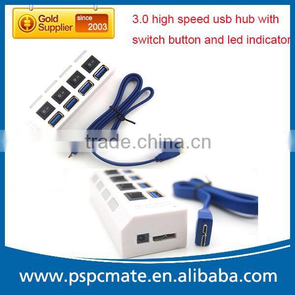 Super Speed USB 3.0 Hub 4 Port with Power Cable USB Type A to Micro 3.0 B Cable