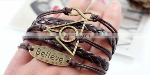 >>New arrival SW16498 promotion infinity leather charm bracelet/