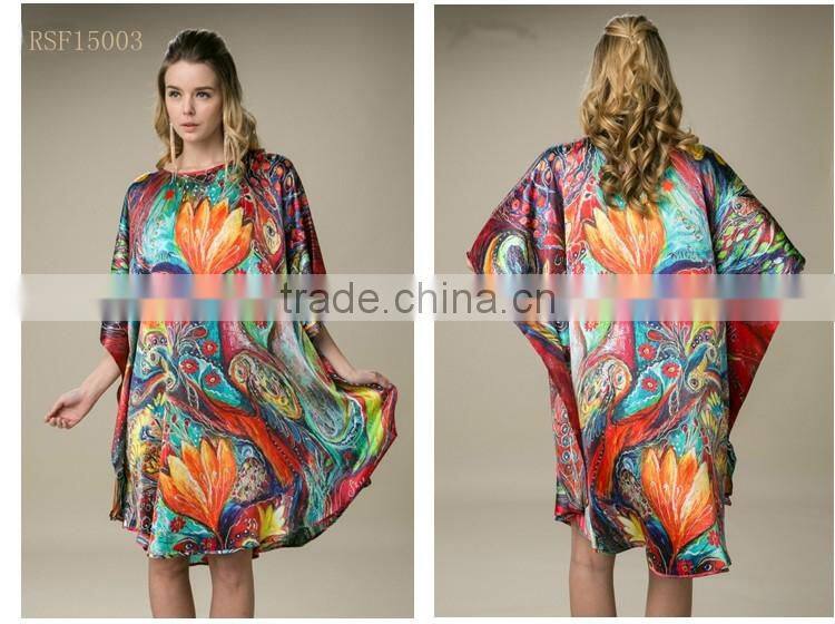 beach 100%satin silk women popular one size kaftan dress