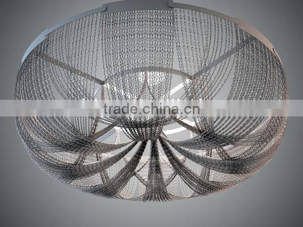 Aluminium Chrome chain suspension chandelier ceiling for Hotel Banquet Hall