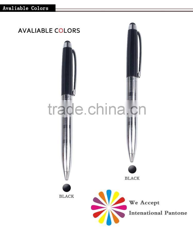 2016 popular promotional metal ball pen with touch screen stylus