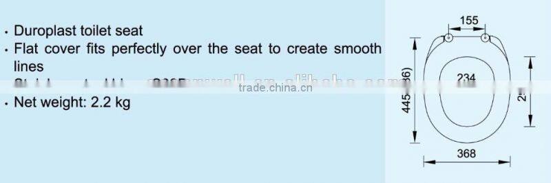 Duroplast toilet seat cover with normal close hinge for the bathroom