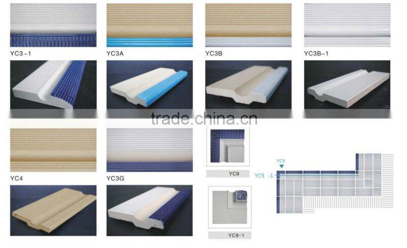 foshan manufacturer light blue color swim pool tiles size
