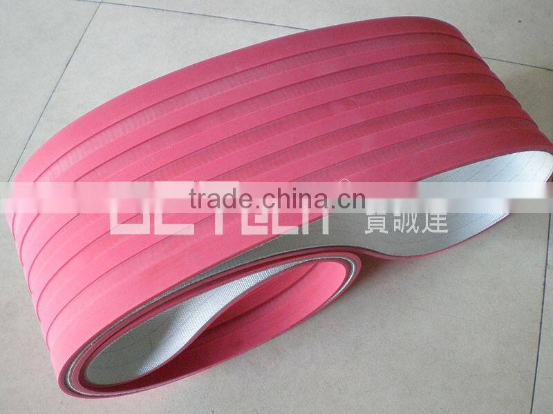 PVC conveyor belt with groove rubber