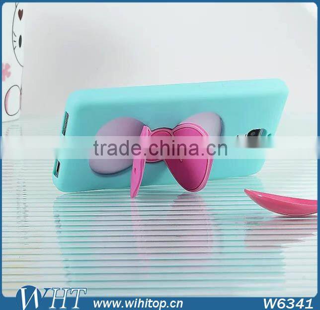 3D Silicone Case for Xiaomi Mi4, Lovely Stand Bow Case for Xiaomi M4