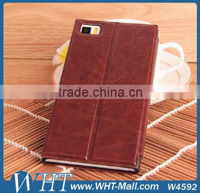 Crazy Horse Ultrathin Flip PU Leather Stand Case Cover For Xiaomi Mi3 With Credt Card Slots