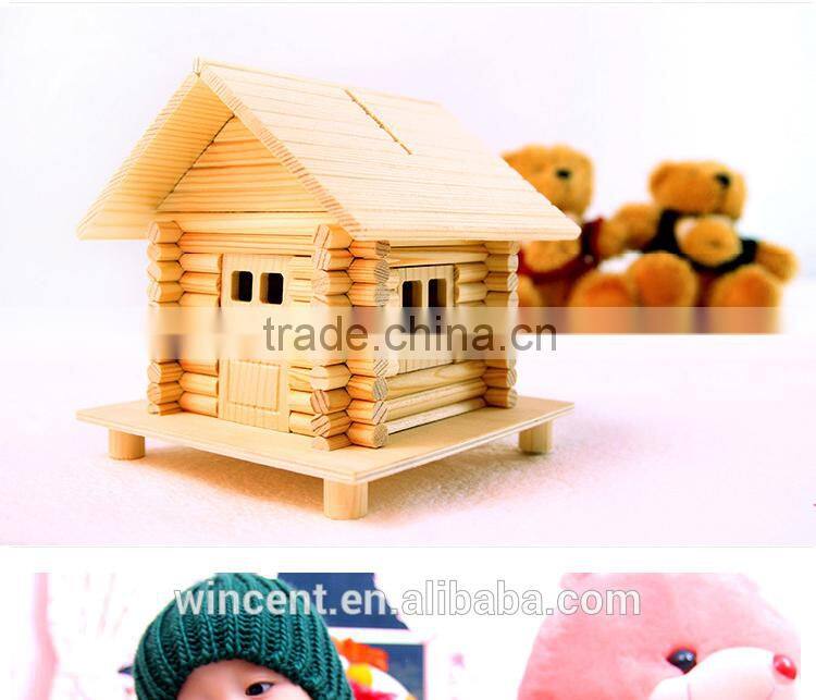 Kid's DIY Wooden Puzzle Piggy Bank House