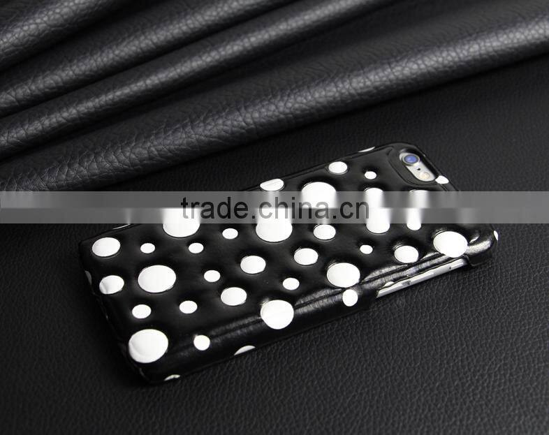 2015 Hot Selling Simple Back Cover, 3D Polka Dots Leather Case For iPhone 6