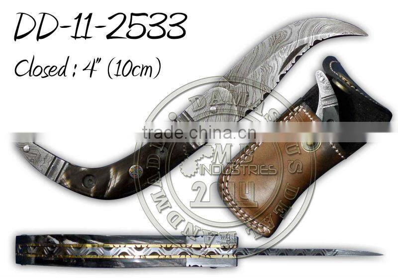 Damascus Steel Folding Knife DD-11-2524B