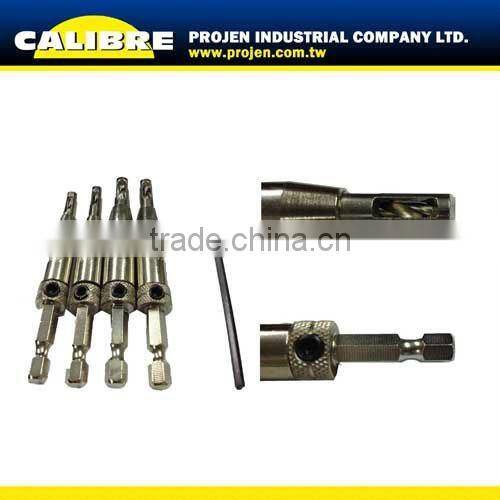 CALIBRE Wooden drill No.6-12 4pc Self Centering Hinge Drill Bit Guide Set screw drill bit