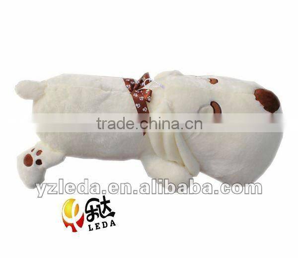 Soft White Plush Lying Dog with Scarf