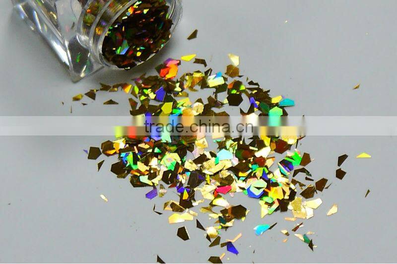Irregular laser gold glitter