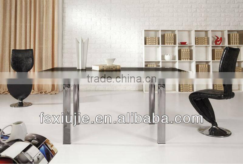 L853 Modern Tempered Glass Top Metal simple Dining Table