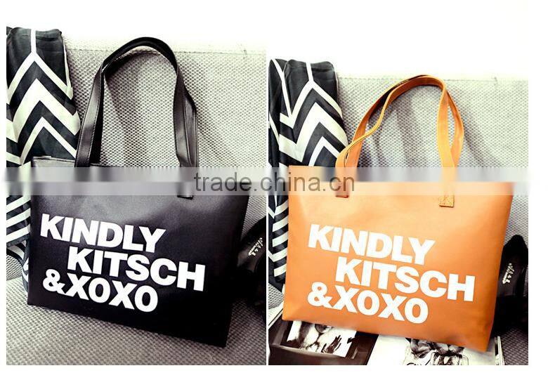 2015 the most popular Korean fashion simple women shoulder bag shopping bag KINDLY letters bag