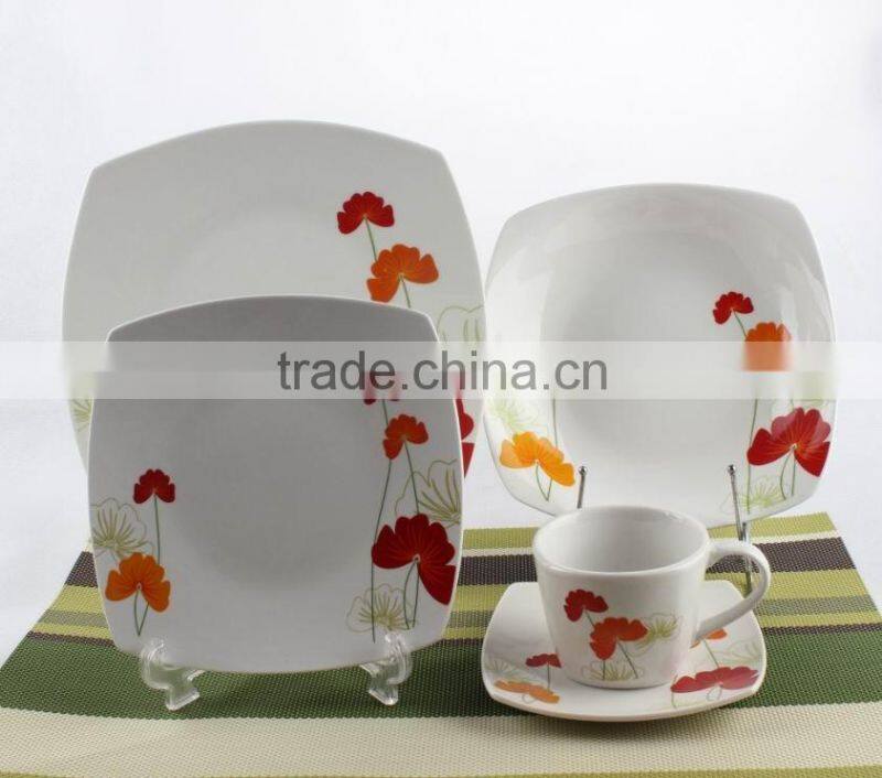 Wholesale 20 pcs ceramic square dinner set/Fine porcelain dinner set /tableware /dinnerware set/cutlery set/flatware