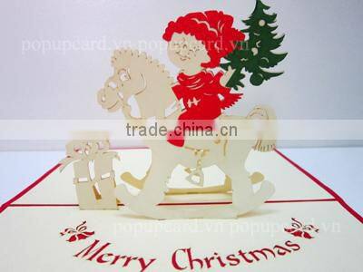 Viet Nam Girl and pedicab greeting pop up card