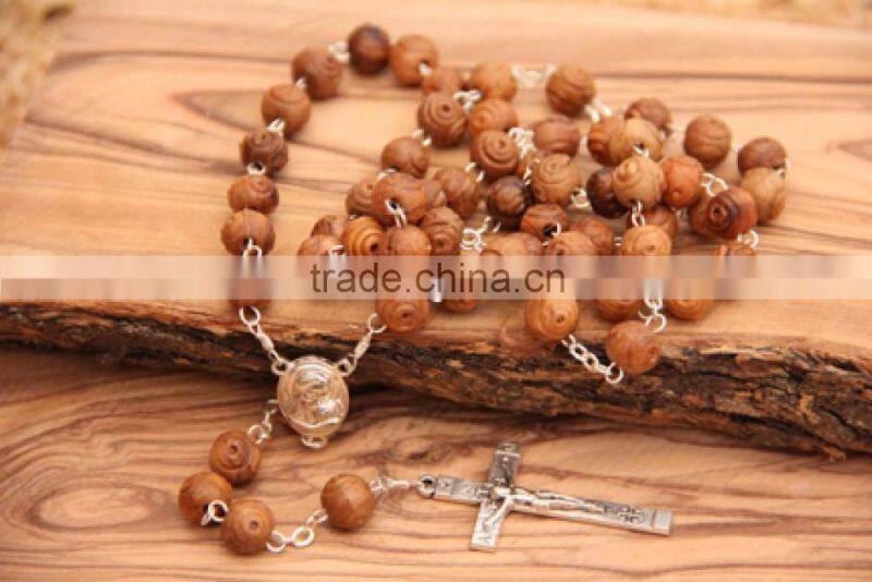 Olive Wood Carved Beads Rosary