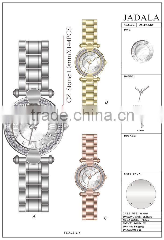 Fashion Style Custom Printed 5Atm Water Resistant Quartz Watch Stainless Steel Japan Movt