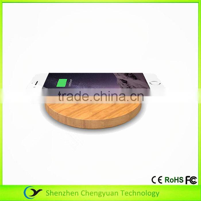 round bamboo wood wireless charger for Samsung Galaxy S7/S7 Edge Qi Wireless Phone Charger