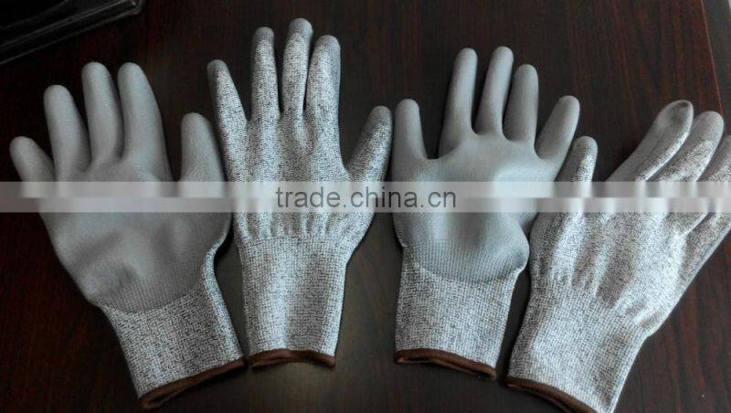 High Tenacity HPPE Anti -Cut Gloves With PU Coating