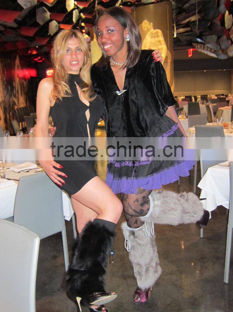 Sexy Ladies Fox Fur Leg Warmers High Knee Fur Socks Fur Boot Sleeves