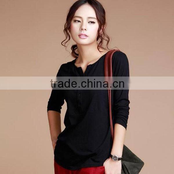 wholesale comfortable long sleeve o-neck women t shirt