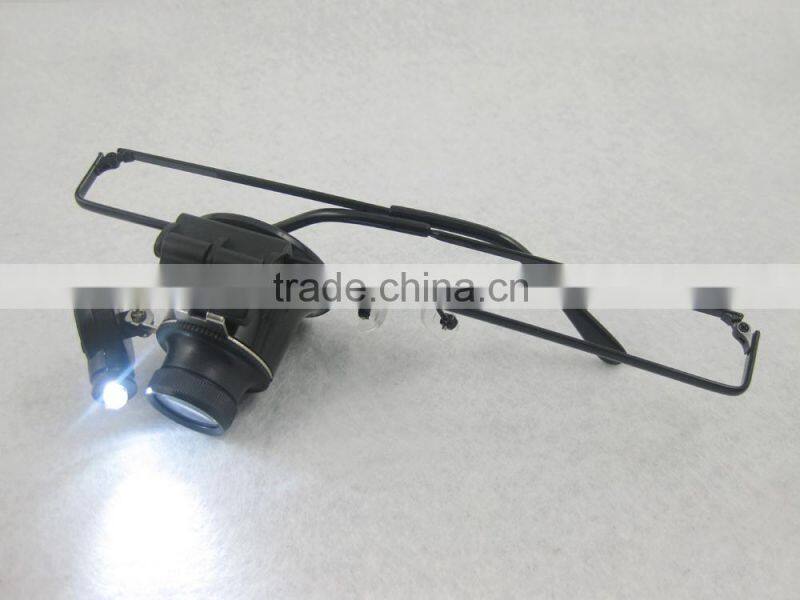 High quality Optical lens 2 LED Glasses Magnifier wholesale for repairing ,working,reading