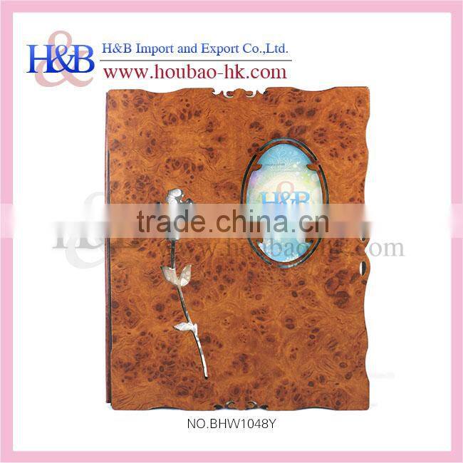 wholesale latest black wooden wedding photo album cover design