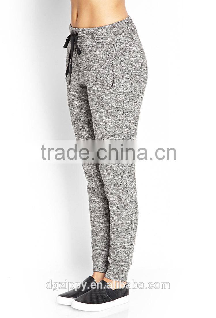 Easy fit women wholesale sports clothing/Side slit pockets knitted ladies jogger pants
