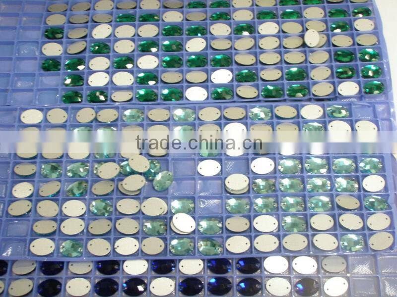highest quality sew-on crystal beads number 3063# Oval shape Sapphire color for garment