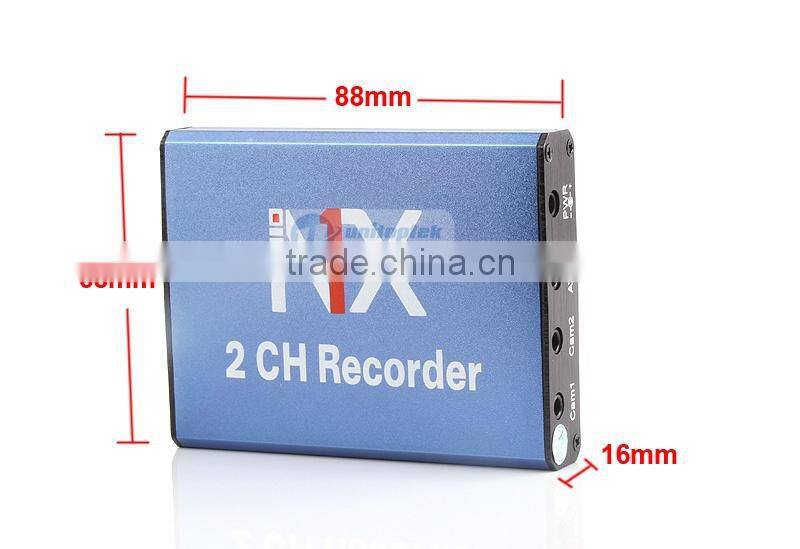 Real time 25fpsMPEG-4 Video Compression Motion Detection 2 Channel Mini Mobile DVR Recorder Support SD Card 128GB