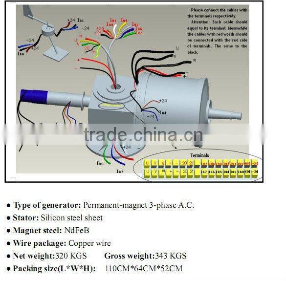 10KW horizontal PMG wind turbine 360V wind power generator