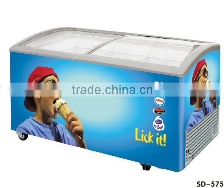 Hot sale ice cream display freezer sliding glass door commercial deep freezer