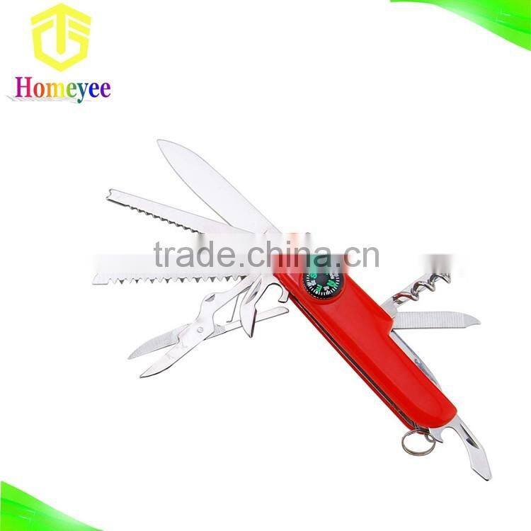 Camouflage Green Handle multipurpose knife with compass for outdoor