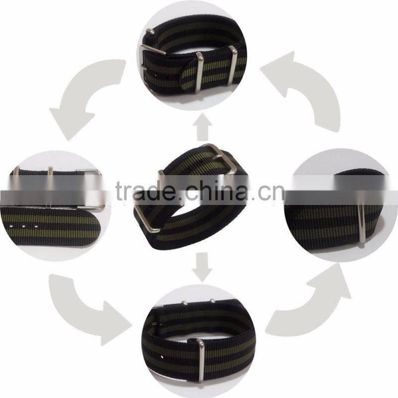 Black Grey Black Gray Stripe Nylon Canvas Wrist Watch Band