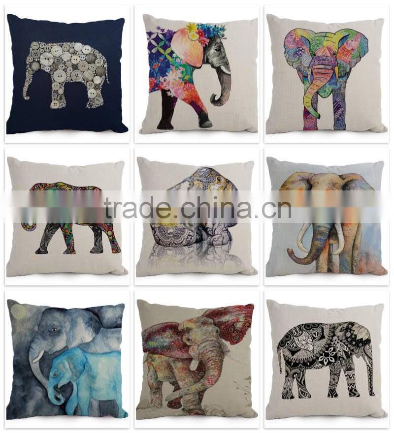 Factory Selling Animal Elephant Design Sofa Seat Pillow Case for Home Decoration custom print pillow cover