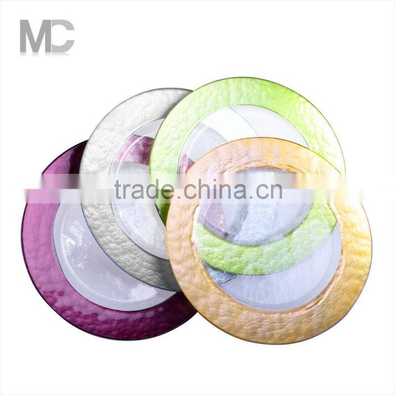 Wholesale Wedding Decoration Colorful Glass Charger Plates Under Plate