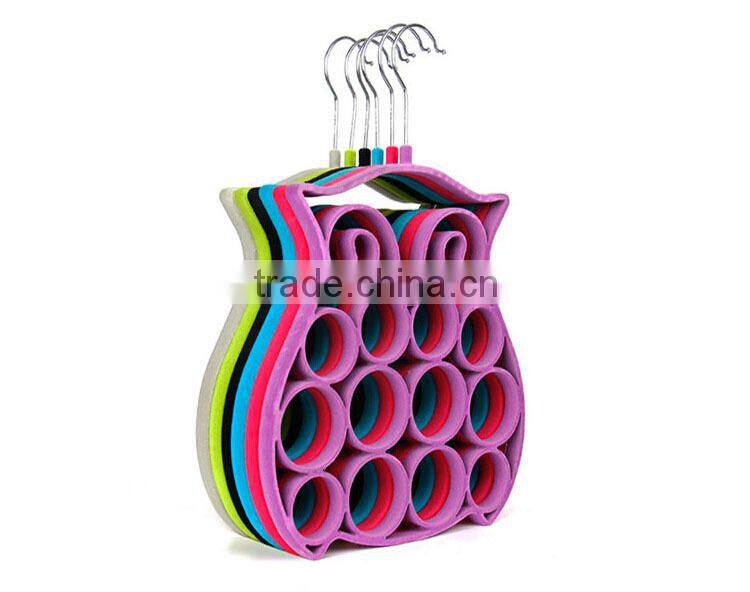 Velvet Flocked Scarf Tie Hanger Oraganizer, Owl Style