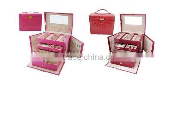 Cosmetic storage box with chic crocodile pattern pu leather